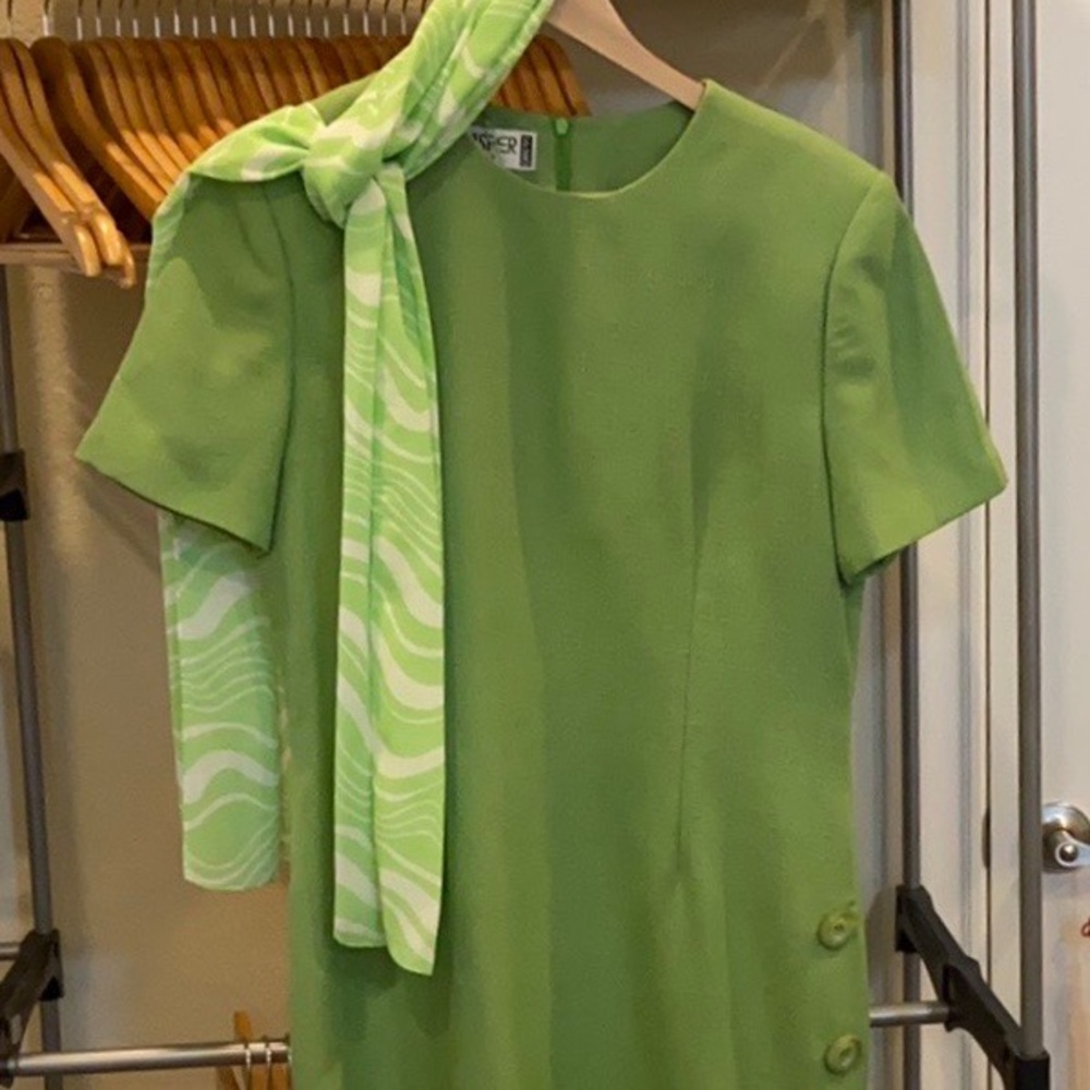Kasper Green Mini Dress with Scarf
